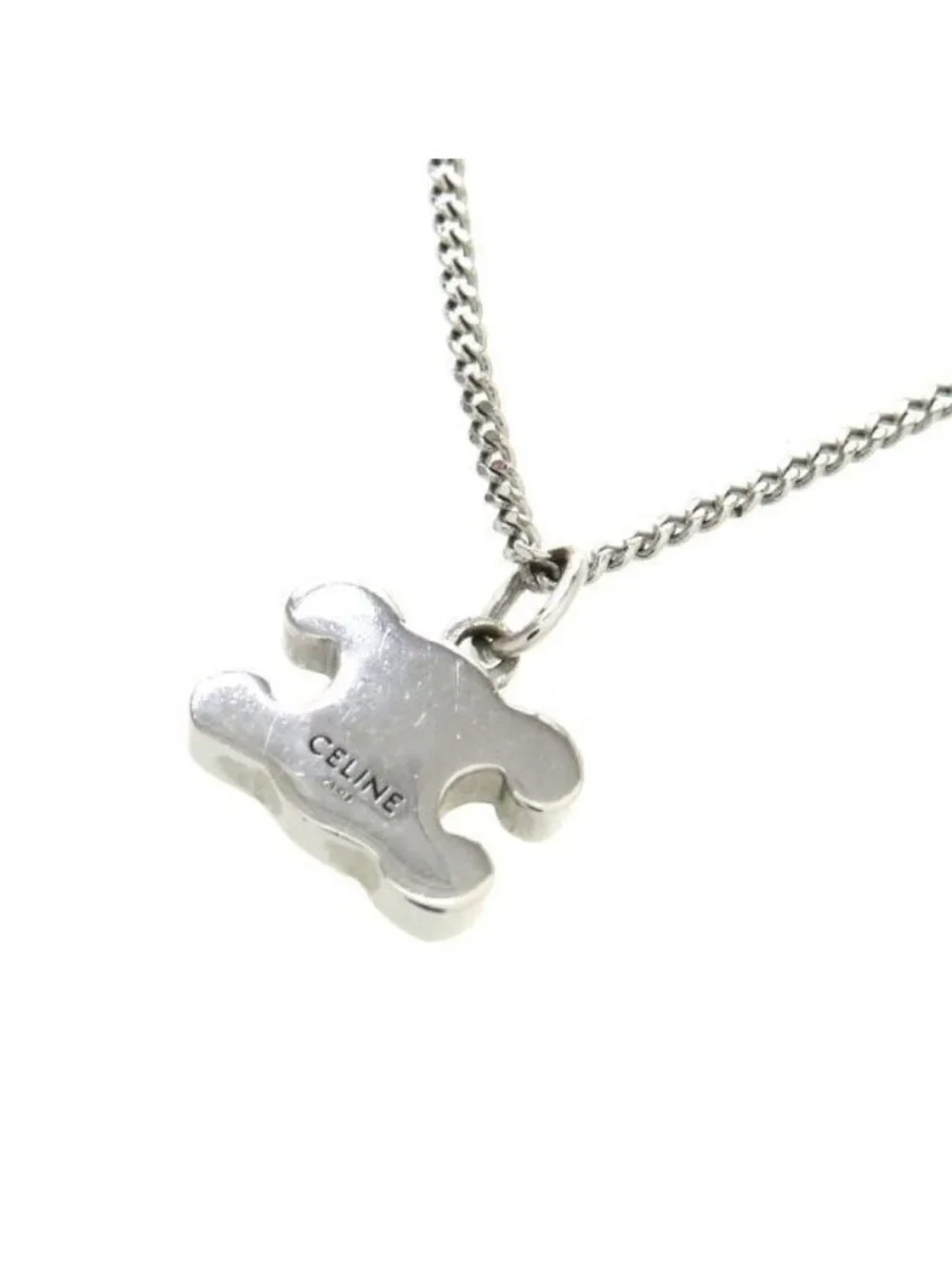 Celine Triomphe Rhinestone Necklace Rhodium Finish